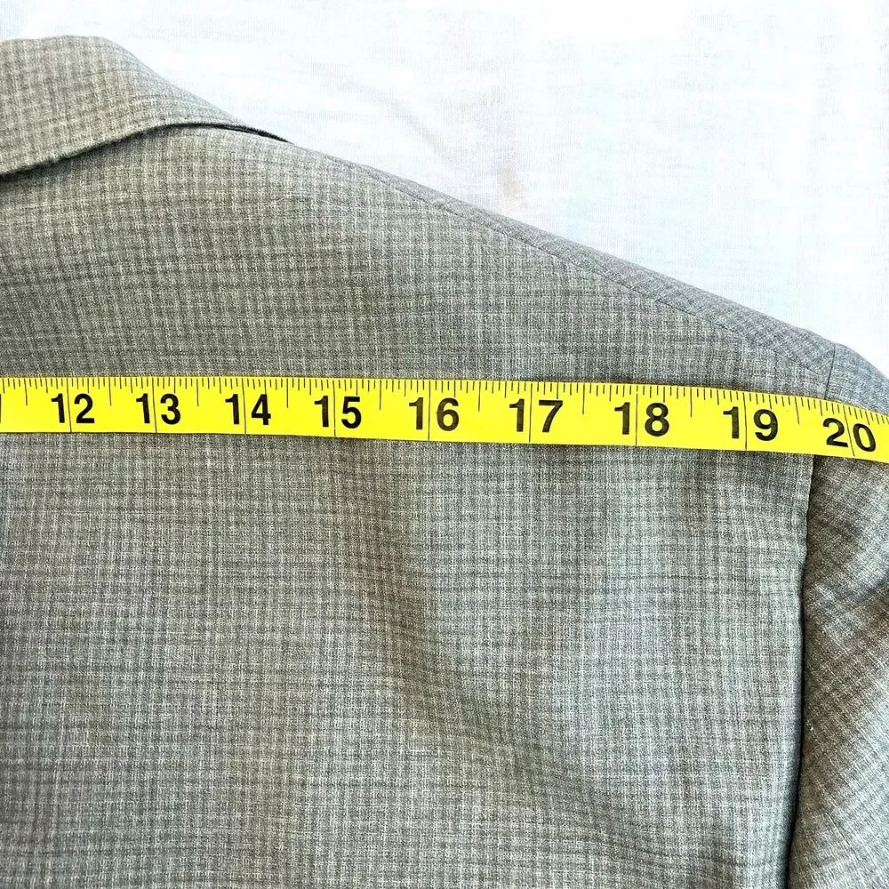 Oxxford Clothes Suit Surgeon Cuff Bespoke 42 44 S Pants 34 Check Plaid Tan Gray